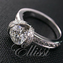 “Hermia” Unusual design solitaire diamond ring.