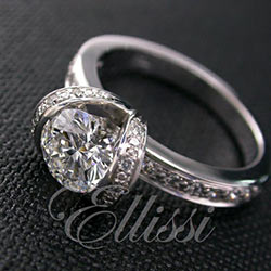 "Hermia" Unusual design solitaire diamond ring.