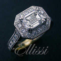 “Europa” Emerald cut diamond set horizontally.
