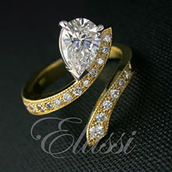 “Jillian” unusual design pear shape diamond ring.