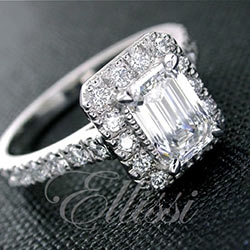 “Maribel” Emerald cut diamond cluster ring.