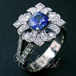 "Jodi" Antique design Ceylon sapphire cluster.