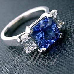 “Veronica” Square Radiant cut Ceylon sapphire ring.