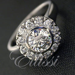 "Sussana" Round brilliant cut diamond halo ring.