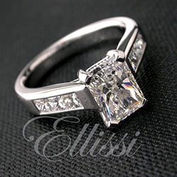 “Diana” radiant and princess cut diamond ring.