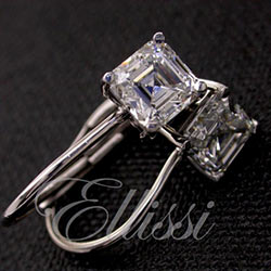 "Urbane" Asscher cut diamond earrings.