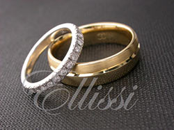 "Constant" his and hers wedding bands