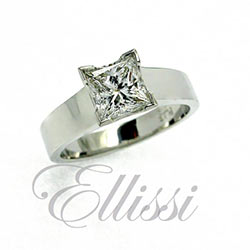 "Charlotte" Princess cut diamond solitaire.