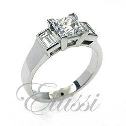 "Megan" Princess and Baguette cut trilogy ring.