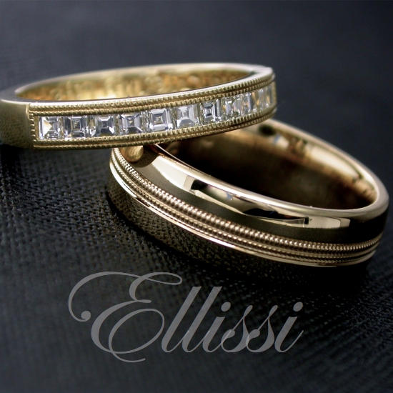 “Together” Yellow gold wedding bands.