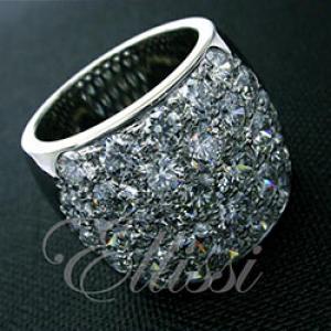 Wide pavé set multi stone diamond band in 18ct. white gold