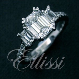 "Elloa" Triple Emerald cut diamond ring