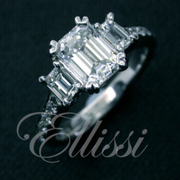 "Elloa" Triple Emerald cut diamond ring