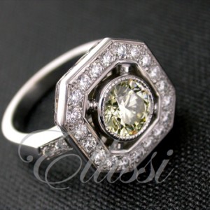 "Aurora" Art Deco Style Octagonal Cluster Ring