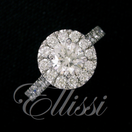 “Isabella” Diamond cluster ring in white gold.