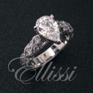 "Gracia" Pear brilliant diamond with embossed detail