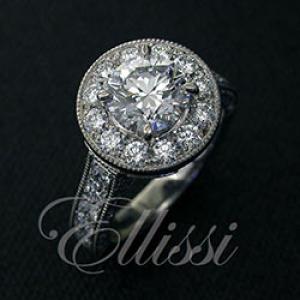 “Adolpha” detailed round halo ring.