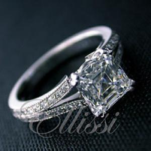 "Lavina" Asscher cut diamond ring.