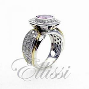 "Salus" A cluster ring with cushion cut pink sapphire