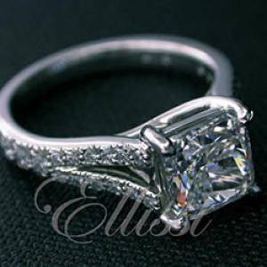 "Anna" Platinum Cushion Brilliant solitaire.