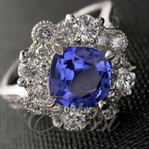 "Jocasta" intricate cluster design sapphire ring.