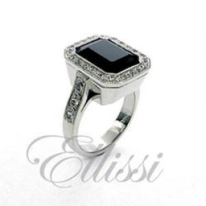 “Jett” Black spinel ring, in a gorgeous Art Deco design.