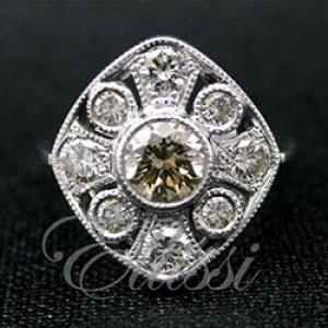 "Sparkling" Champagne diamond antique cluster ring.