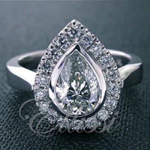 "Anastasia" Pear shape diamond halo design ring.