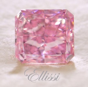 Natural Pink Diamond cut into a radiant cut diamond shape