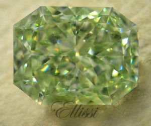 Extremely rare green radiant cut diamond. Green coloured diamonds are only released to the market in very small numbers each year. 