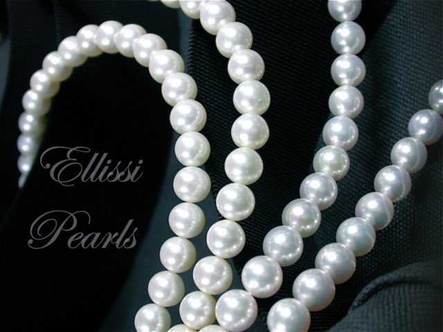 Strands of South Sea pearl jewellry in white and silver