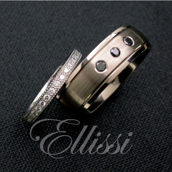 Black Diamond Wedding Band together with a White Diamond Set Wedding Band