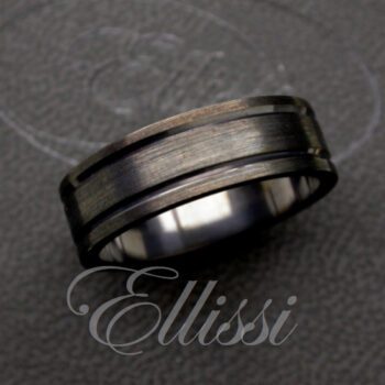 Heat treated 18ct. white gold men's wedding band