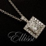 Princess Cut Diamond Pendant Princess cut diamond Pendant surrounded by round brilliant cut diamonds