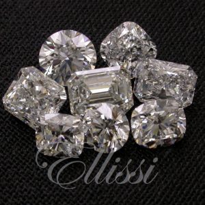 Round cut diamonds, cushion cut diamonds, emerald cut diamond, radiant cut diamond and square radiant cut diamond