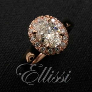 Oval Diamond Cluster Ring set in 18ct. Rose Gold