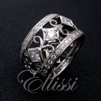 Unique ring design antique multi diamond set band