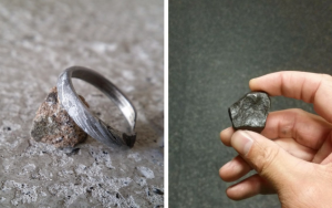 Meteorite and finished engagement ring