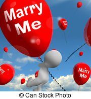 Proposal ideas: balloons with the message "Marry me?"