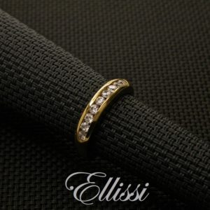 Yellow gold channel set wedding band