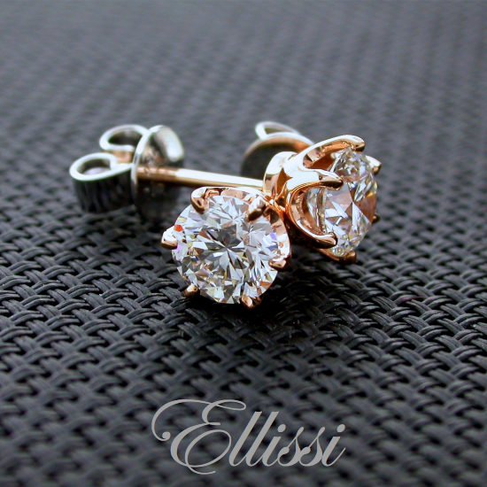 18ct. rose gold diamond stud earrings