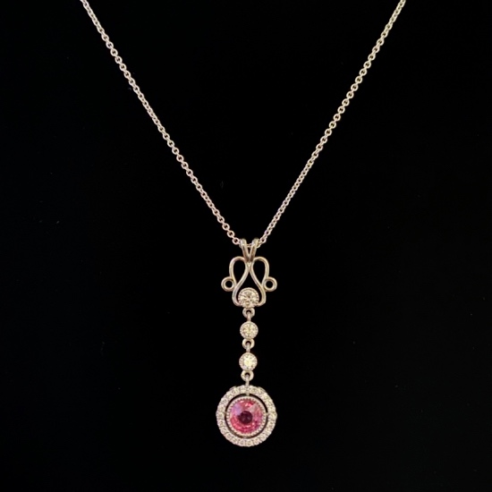 Pink Sapphire & diamond drop pendant Ellissi E7750
