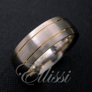 Wedding Band with Yellow Gold Inlay