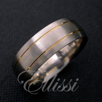 Wedding Band with Yellow Gold Inlay