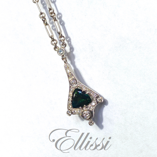 Teal Trilliant Sapphire Pendant