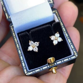 Unique design diamond stud earrings with a total of 0.64ct. of diamonds